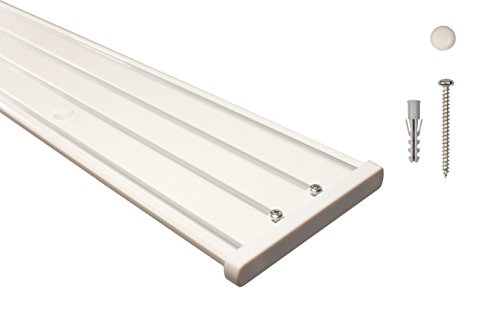 Gardinenschienen 4 läufig aus Aluminium in weiß - vorgebohrt, 240 cm (2 x 120 cm) von iso-design
