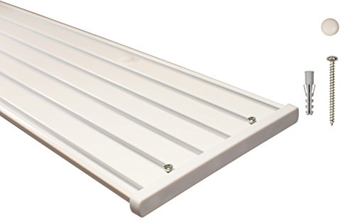 Gardinenschienen 6 läufig aus Aluminium in weiß - vorgebohrt, 300 cm (2 x 150 cm) von iso-design