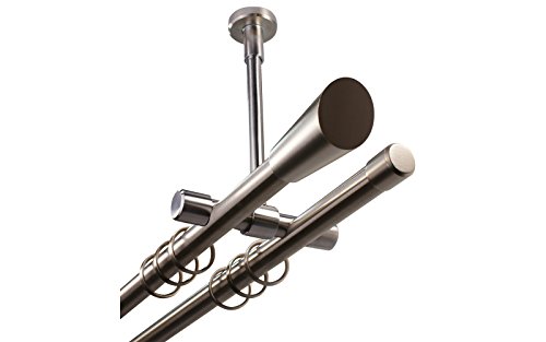 Gardinenstange 2-läufig Deckenmontage im Edelstahl Design 20 mm mit Endstück Digo, 140 cm Gardinenstange 2-läufig Deckenmontage im Edelstahl Design 20 mm mit Endstück Digo, 140 cm von iso-design