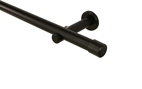Gardinenstange 20 mm schwarz aus Metall, Endstück Kappe, 120 cm von iso-design