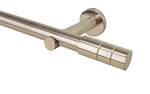 Gardinenstange 25 mm Farbe Edelstahl aus Metall, Endstück Jolly, 200 cm von iso-design