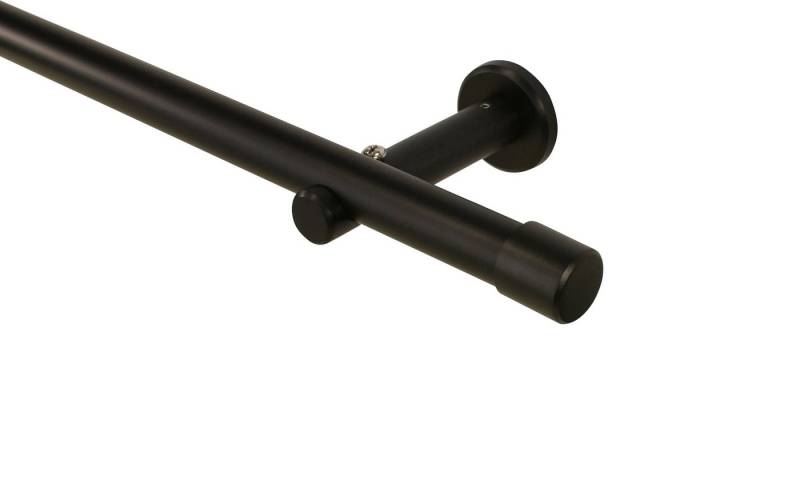 iso-design Gardinenstange 20 mm Schwarz Endstück Kappe Wand- oder Deckenmontage, Ø 20 mm, 1-läufig, Fixmaß, verschraubt, Metall, Gardinenstange aus Aluminium von iso-design
