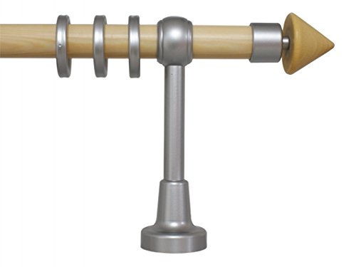 Gardinenstange mit 28 mm Ø aus Holz und Kunststoff in den Farben Natur und Alu matt, 140 cm Gardinenstange mit 28 mm Ø aus Holz und Kunststoff in den Farben Natur und Alu matt, 140 cm von iso-design