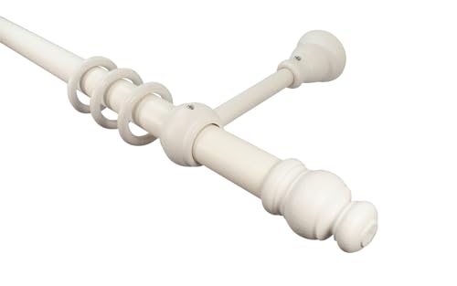 Gardinenstangen aus Holz weiß lackiert mit 28 mm Durchmesser Vorhangstange Holzgardinenstangen, 220 cm mittig geteilt von iso-design