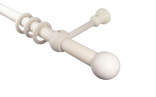 Gardinenstangen aus Holz weiß lackiert mit 28 mm Durchmesser Vorhangstange Holzgardinenstangen, Endstück Kugel, 160 cm von iso-design