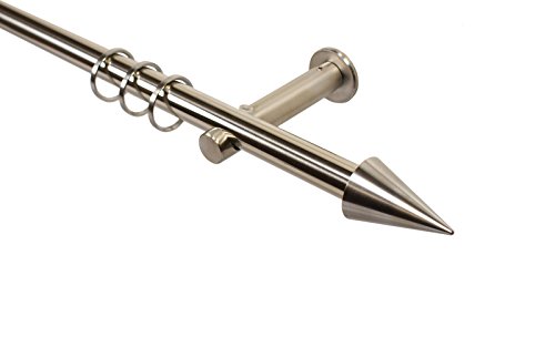 Gardinenstangen in Edelstahl Optik 16 mm mit Endstück Spitze, Wandmontage, 200 cm Gardinenstangen in Edelstahl Optik 16 mm mit Endstück Spitze, Wandmontage, 200 cm von iso-design
