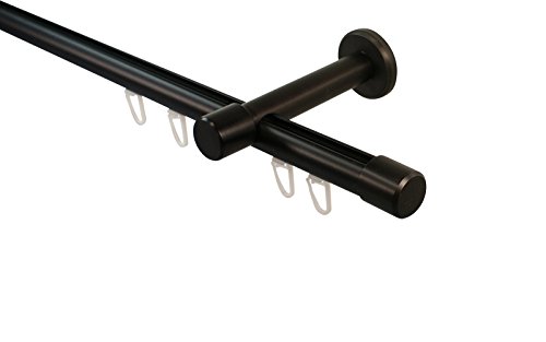 Gardinenstangen mit Innenlauf schwarz 20 mm Durchmesser Endstück Kappe, 120 cm von iso-design
