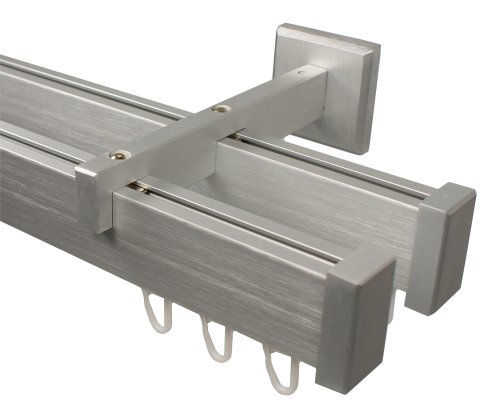 Innenlauf Gardinenstange 2 – läufig aus Aluminium im Eckdesign, alufarbig 200 cm von iso-design