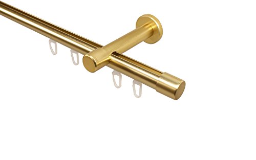iso-design Gardinenstange Innenlauf Farbe Messing matt 20 mm Durchmesser Wandmontage Innenlaufstange aus Metall Wandabstand 8 cm, 160 cm von iso-design