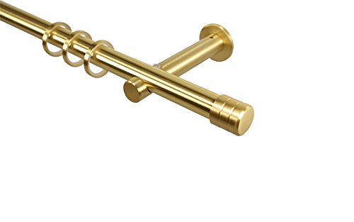 Messing Gardinenstangen 20 mm mit Endstück Rillenkappe, 200 cm von iso-design