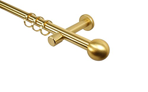 Messing Optik Gardinenstange 20 mm mit Endstück Kugel, Wand- o. Deckenmontage, 360 cm (2 x 180 cm) von iso-design
