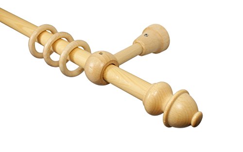 Natur Gardinenstangen aus Holz mit 20 mm Durchmesser Endstück Antik, 200 cm von iso-design