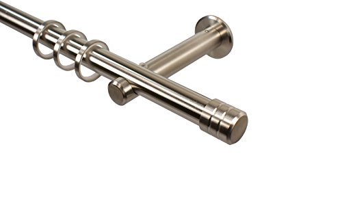 iso-design Edelstahl Gardinenstangen 20 mm mit Endstück Rillenkappe, 180 cm von iso-design