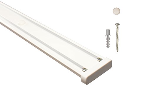 iso-design Gardinenschienen 2 läufig aus Aluminium in weiß - vorgebohrt, 220 cm (2 x 110 cm) von iso-design