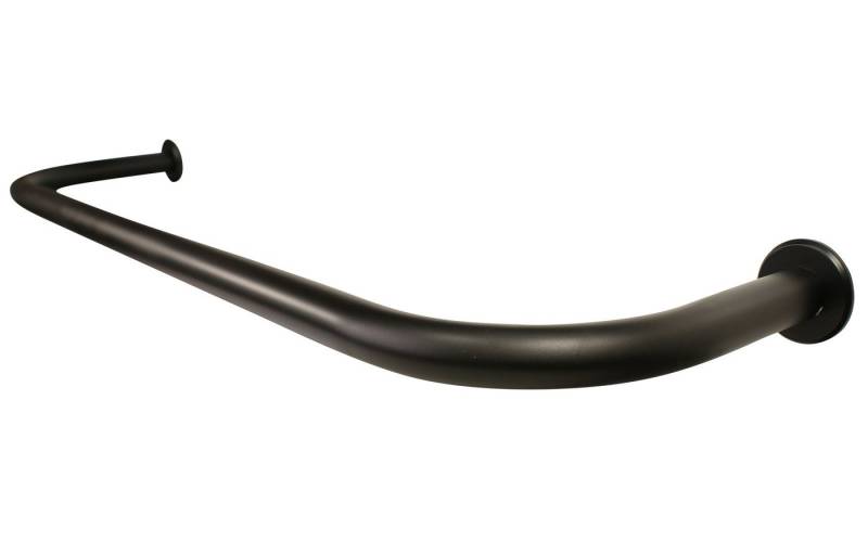 iso-design Gardinenstange Schwarz aus Aluminium 20 mm Set mit Retourenbogen, Ø 20 mm, Wandmontage, geschraubt, Durch den Bogen super für Verdunklung geeignet von iso-design