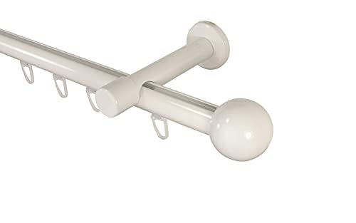 iso-design Gardinenstange Innenlauf 1-läufig weiß aus Aluminium, Endstück Kugel, 160 cm von iso-design