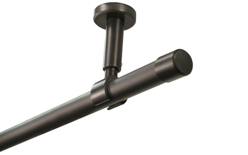 iso-design Gardinenstange zur Deckenmontage 20 mm Durchmesser in den Farben Edelstahl, Schwarz und Messing matt, Endstück Kappe, 100 cm von iso-design