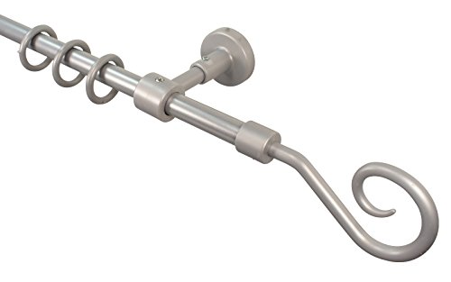 iso-design Gardinenstangen Silber grau 16 mm aus Metall und Kunststoff Endstück Hirtenstab, 120 cm von iso-design