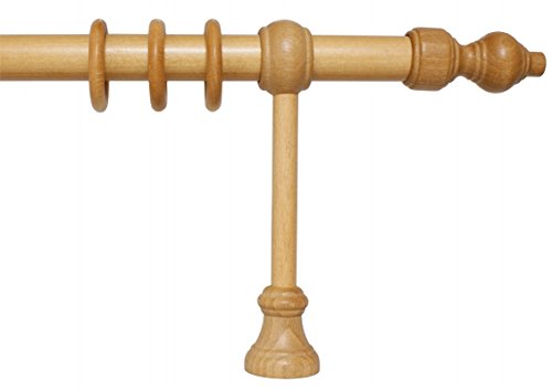 iso-design Holz Vorhangstange Filigrano mit 28 mm Durchmesser in Eiche hell, viele Größen, 140 cm von iso-design