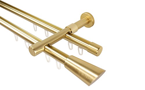 iso-design Gardinenstangen Innenlauf 2-läufig Farbe Messing matt, 20 mm Durchmesser, Wandmontage, Gardinenstangenkomplettset aus Metall mit Wandhaltern und Endstück Digo, 180 cm iso-design Gardinenstangen Innenlauf 2-läufig Farbe Messing matt, 20 mm Durchmesser, Wandmontage, Gardinenstangenkomplettset aus Metall mit Wandhaltern und Endstück Digo, 180 cm von iso-design