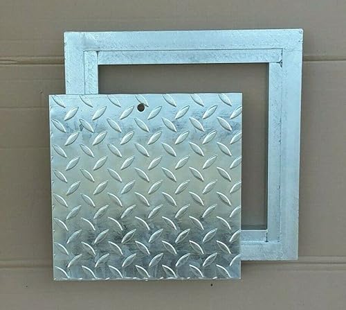 Schachtabdeckung verzinkt begehbar 80 x 80 cm Deckelmaß (lichtes Maß 75x75 cm) Tränenblech Gullydeckel, Brunnendeckel mit Rahmen Schachtdeckel Stahl von iss-kohli