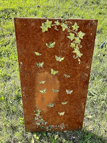 iss-kohli Cortenstahl Edelrost Sichtschutzwand Gartendeko rost Stele 112 cm hoch 60 cm breit von iss-kohli