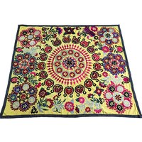 Gelb Suzani Bettdecke - Handgemachte Mit Bird Tischbezug Vintage Wall Hängen Bunte Stoff, Bettbezug 6 X 5 Ft von istanbulcarpet