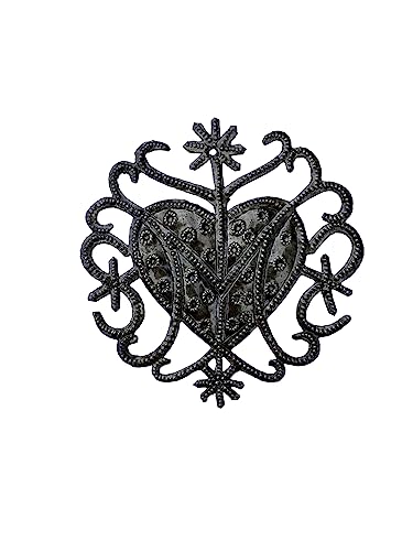 Haitianisches Kunst-inspiriertes Veve-Design, Freda Veve Herz, 10,2 cm Haiti, Ornament, handgefertigt, einzigartige Metallornamente von it's cactus - metal art haiti