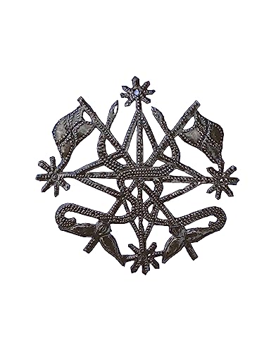 Metall-Wandkunst, einzigartiges handgefertigtes Voodoo-Ornament, Veve Dambala, haitianisches Kunst-inspiriertes Veve-Design, 10,2 x 10,2 cm von it's cactus - metal art haiti