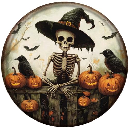 iteley Halloween-Metallschilder, Halloween-Horror-Skelett, Vintage, rund, für Zuhause, Küche, Garten, Hof, Bar, Club, Heimdekoration, 20,3 x 20,3 cm iteley Halloween-Metallschilder, Halloween-Horror-Skelett, Vintage, rund, für Zuhause, Küche, Garten, Hof, Bar, Club, Heimdekoration, 20,3 x 20,3 cm von iteley