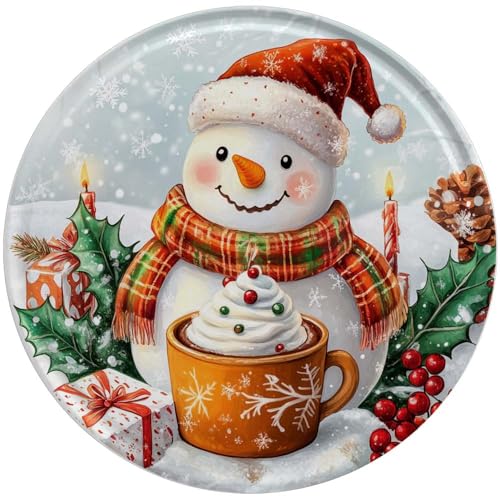 iteley Weihnachts-Metallschilder, Schneemann, Dessert, rund, für Zuhause, Küche, Garten, Hof, Bar, Club, Heimdekoration, 20,3 x 20,3 cm iteley Weihnachts-Metallschilder, Schneemann, Dessert, rund, für Zuhause, Küche, Garten, Hof, Bar, Club, Heimdekoration, 20,3 x 20,3 cm von iteley