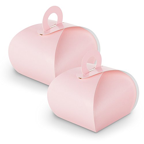 itenga 10x GeschenkBox Schachtel mit Griff rosa aus Karton zum Befüllen (Gastgeschenk, Hochzeit Taufe Geburt Kommunion Konfirmation) von itenga