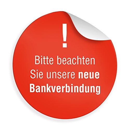 24 x itenga Sticker „Hinweis Bankverbindung“ (Motiv 46) Aufkleber für neue/geänderte Bankverbindung selbstklebend runder Aufkleber 4cm von itenga