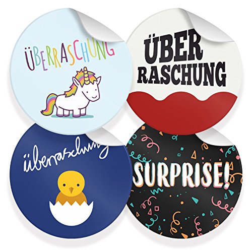 24x itenga Sticker Überraschung Mix (Motiv 44) 4cm Geschenk Aufkleber runde Spruch Etiketten von itenga
