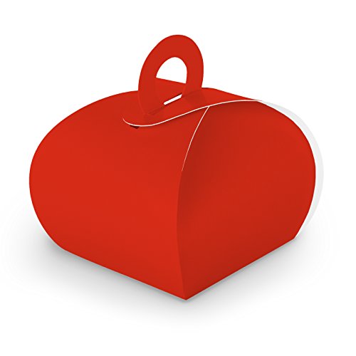 50x itenga GeschenkSchachtel aus Karton zum Befüllen (Adventskalender Gastgeschenk, Hochzeit Taufe Geburt) (Box mit Griff, rot) von itenga