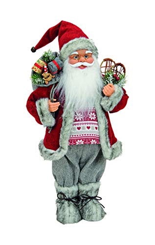 Weihnachtsmann DEKO Nikolaus in rot stehend Kunststoff Textil 46cm Santa Claus von itenga