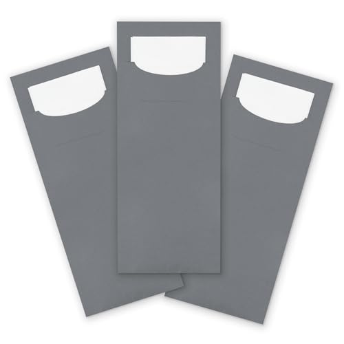 itenga 100x Bestecktasche aus Papier mit weißer Serviette Gastronomie Veranstaltung Feier… (dunkelgrau) von itenga