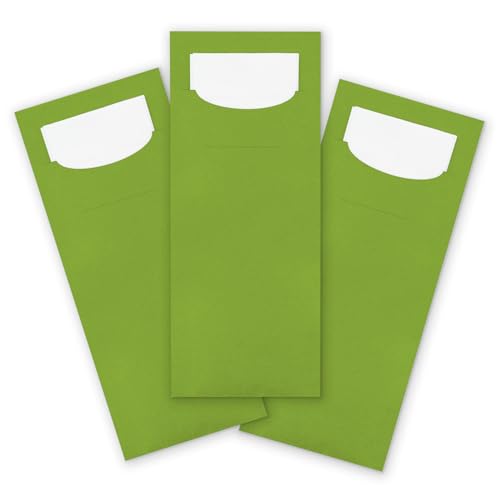 itenga 100x Bestecktasche aus Papier mit weißer Serviette Gastronomie Veranstaltung Feier… (frühlingsgrün) von itenga