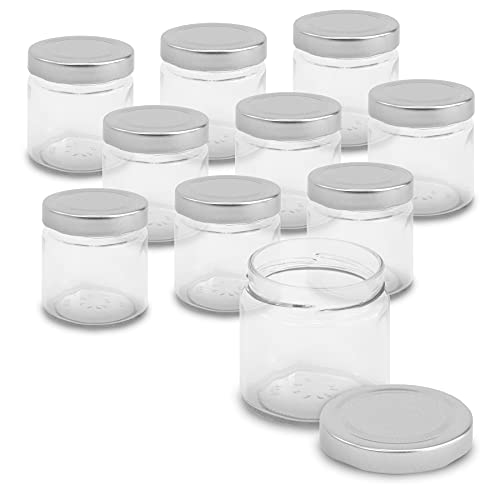 itenga 10x Marmeladengläser rund mit silbernem Deckel 212ml Einmachgläser modernes Glas von itenga