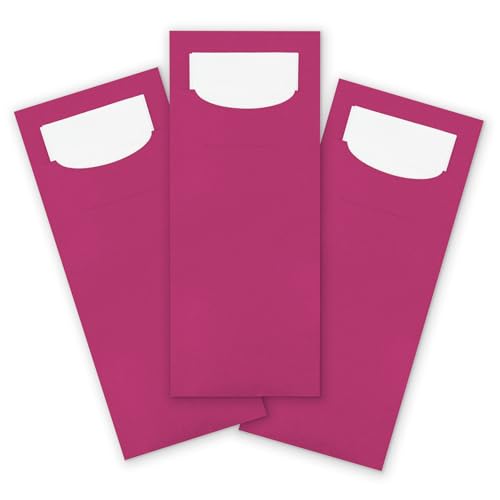 itenga 24x Bestecktasche aus Papier mit kleiner weißer Serviette Besteckserviette Pochette (pink) von itenga