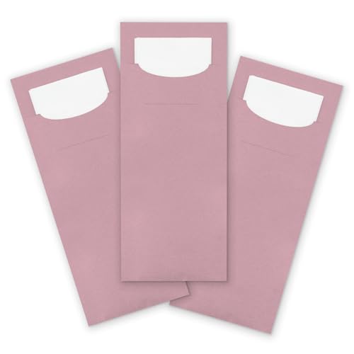 itenga 24x Bestecktasche aus Papier mit kleiner weißer Serviette Besteckserviette Pochette (rosa) von itenga