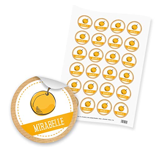itenga 24x Sticker Aufkleber Mirabelle Marmelade Konfitüre Likör Etikett für Einmachgläser Weckgläser von itenga