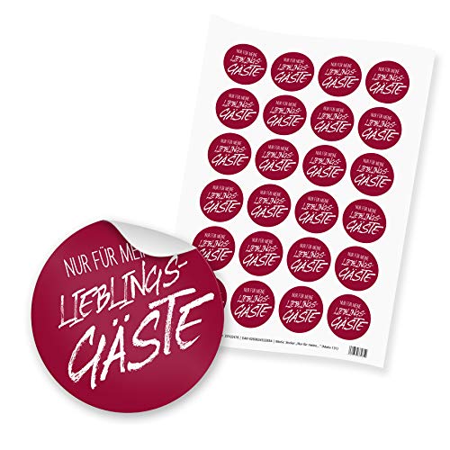 itenga 24x Sticker Aufkleber "Nur für meine Lieblingsgäste" (Motiv 131) dunkelrot weiß - Dinner Gäste Beisammensein Essen Trinken Feier von itenga