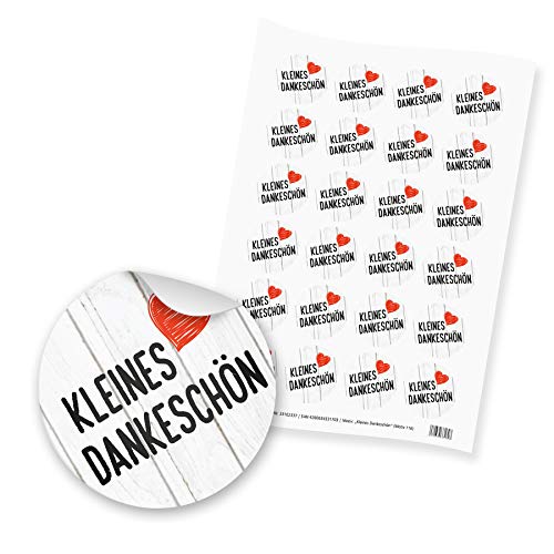 itenga 24x Sticker Aufkleber kleines Dankeschön (Motiv 116) rot schwarz weiß rund 4cm auf DIN A4 Bogen von itenga