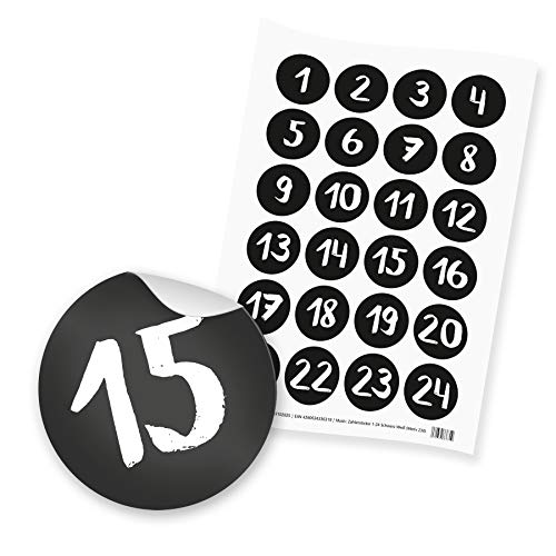 itenga 24x Sticker Zahlen Adventskalender Geschenke Aufkleber Motiv Z30 - Ziffern von 1 bis 24 Schwarz Weiß itenga 24x Sticker Zahlen Adventskalender Geschenke Aufkleber Motiv Z30 - Ziffern von 1 bis 24 Schwarz Weiß von itenga