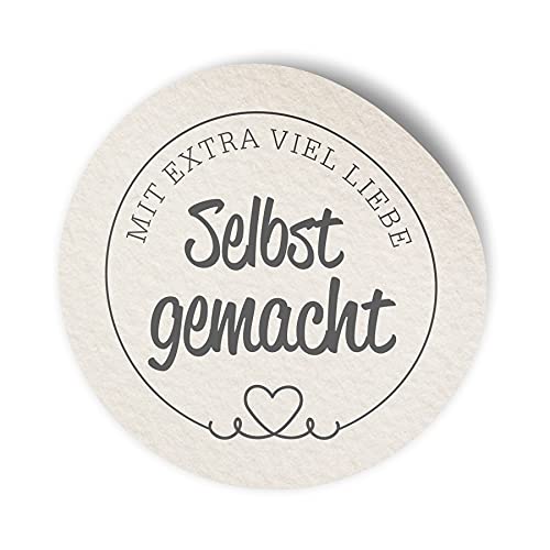 itenga 50x Etikett selbstgemacht mit Extra viel Liebe - Sticker Aufkleber selbstklebend für Marmelade Einmachgläser Geschenke - hochwertiges Papier - rund 4cm itenga 50x Etikett selbstgemacht mit Extra viel Liebe - Sticker Aufkleber selbstklebend für Marmelade Einmachgläser Geschenke - hochwertiges Papier - rund 4cm von itenga