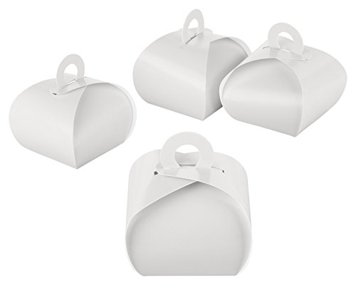 itenga 50x GeschenkBox Schachtel mit Griff weiß aus Karton zum Befüllen (Gastschenk, Hochzeit Taufe Geburt Kommunion Konfirmation Adventskalender) von itenga