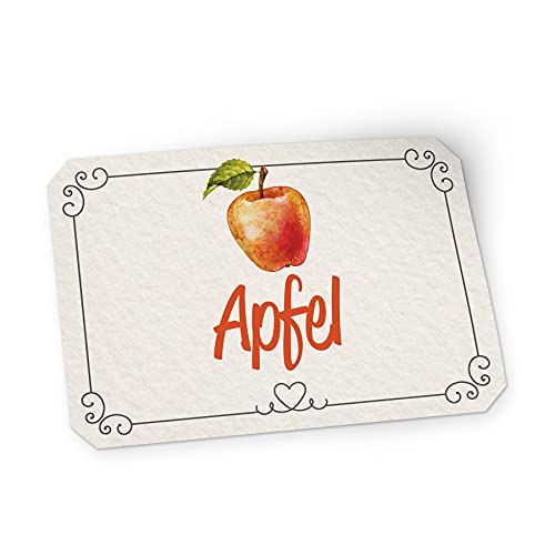 itenga 50x Marmeladen Etikett Apfel Aufkleber Sticker Landhausstil hell selbstklebend für Marmelade Einmachgläser Geschenke - hochwertiges Papier - 4,5x3cm auch als Flaschenetikett verwendbar von itenga