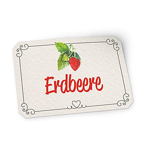 itenga 50x Marmeladen Etikett Erdbeere Aufkleber Sticker Landhausstil hell selbstklebend für Marmelade Einmachgläser Geschenke - hochwertiges Papier - 4,5x3cm itenga 50x Marmeladen Etikett Erdbeere Aufkleber Sticker Landhausstil hell selbstklebend für Marmelade Einmachgläser Geschenke - hochwertiges Papier - 4,5x3cm von itenga