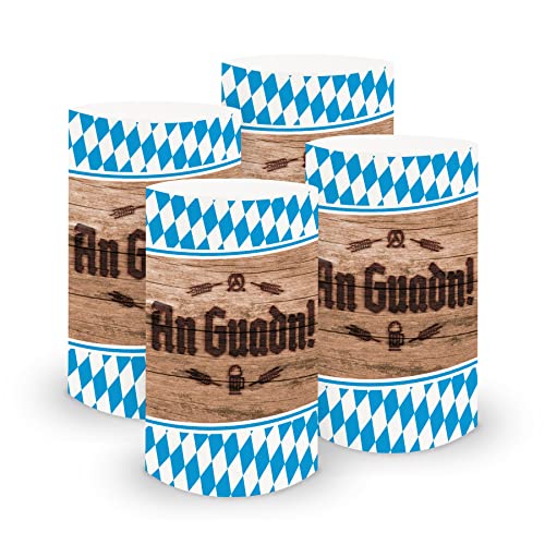 itenga 6X Windlicht Tischlicht aus Folie I Bayrisch An Guadn I 10cm I ideal als Tischdeko für bayrische Anlässe Oktoberfest Mottoparty I geeignet für Teelichter oder LED-Kerzen von itenga